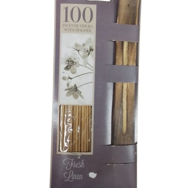 100 Incense Sticks with Holder Fresh Linen Scent