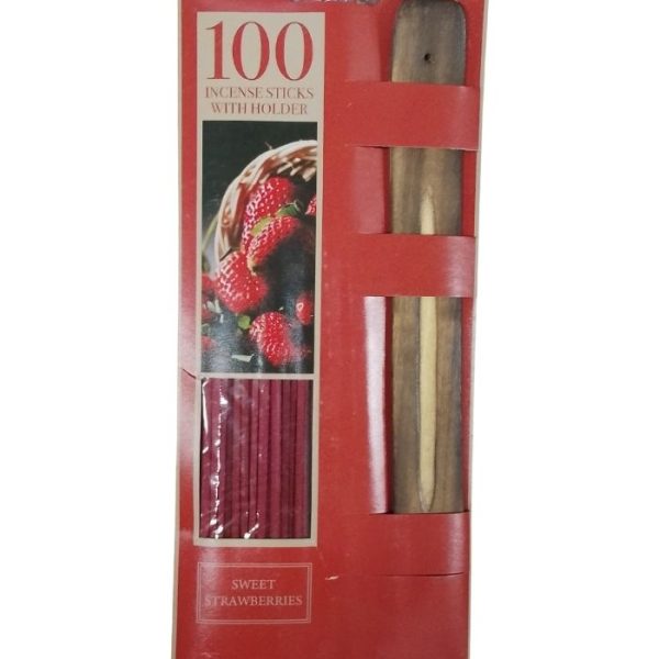 100 Incense Sticks with Holder Sweet Strawberries Scent