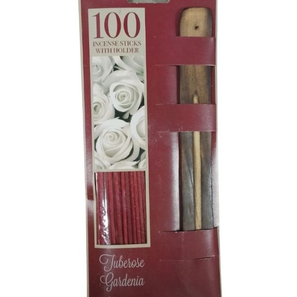 100 Incense Sticks with Holder Tuberose Gardenia Scent