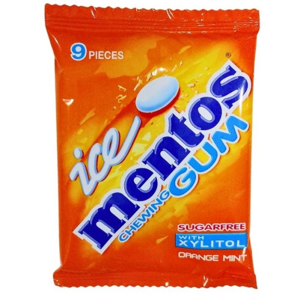 Mentos Ice Chewing Gum with Xylitol Orange Mint Flavoured Sugar Free Chewing Gum