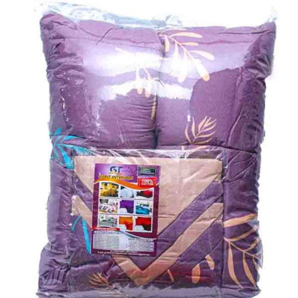 Gerit Interiors Purple & Gold Leaf Duvet Set 6 x 6 + 4 Pillowcase
