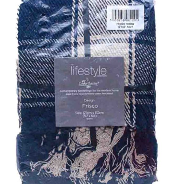 Lifestyle Frisco Throw Blanket 50 x 60 Navy