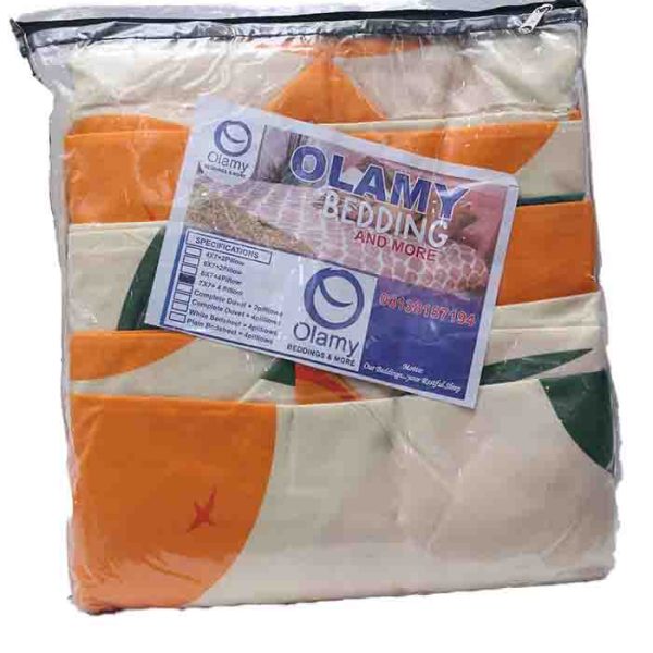 Olamy Bedding Orange, Cream & Green Coloured Duvet Set 7 x 7 + 4 Pillowcase