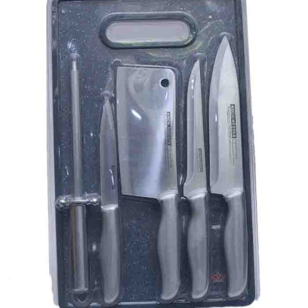 5-Piece Modern Chef Knife Set with Sharpener