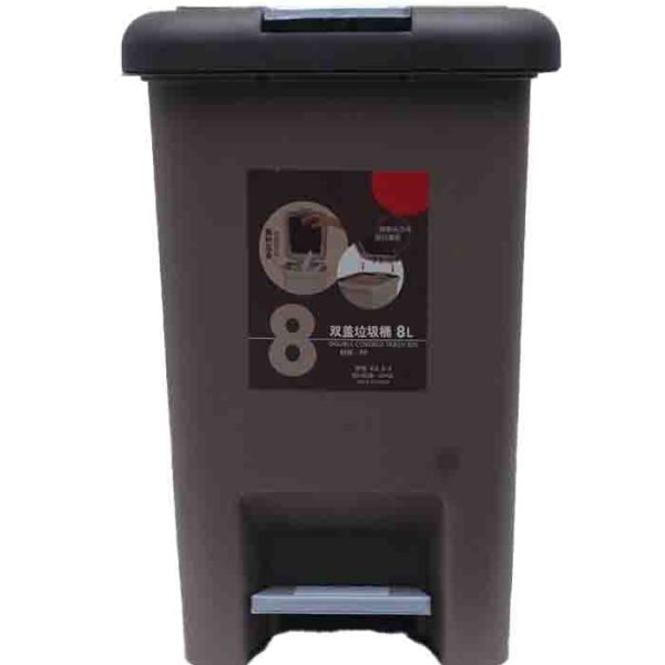 8-Litre Slim Pedal Dustbin with Dual-Function Lid