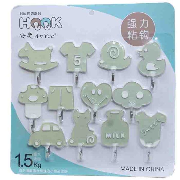 AnYee Adhesive Wall Hooks for 1.5kg (12-Pack)