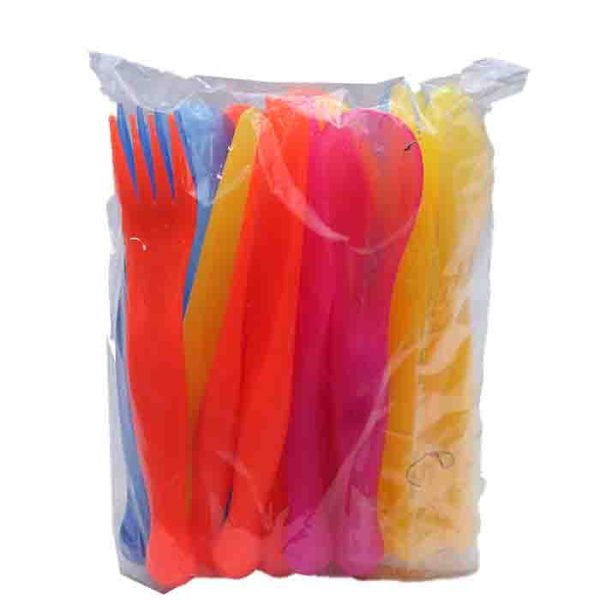 Assorted Bright Color Plastic Cutlery Pack