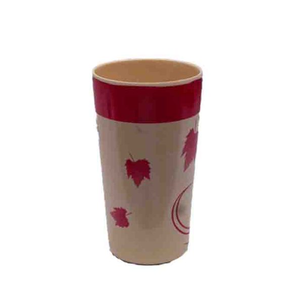 Beige and Red Leaf Plastic Cup