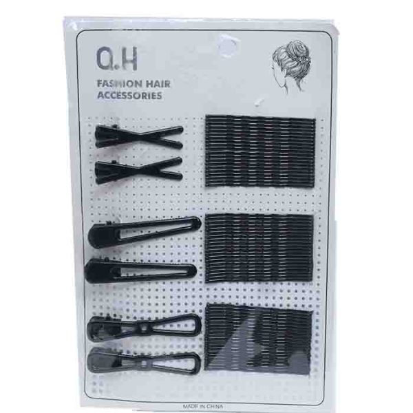 Black Hair Clips & Bobby Pin Set