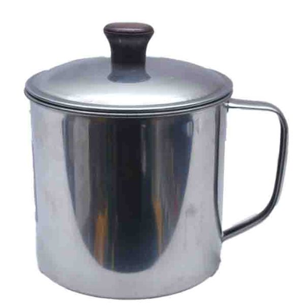 Classic Stainless Steel Mug with Wood-Finish Lid