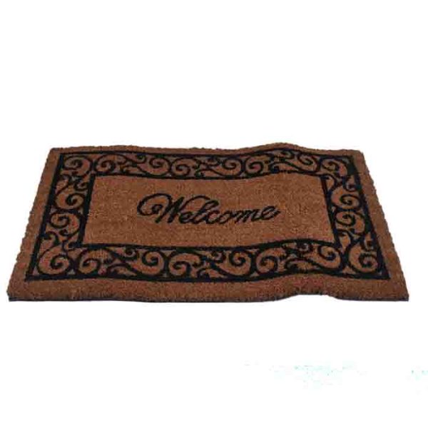 Classic 'Welcome' Coir Doormat with Decorative Rubber Border
