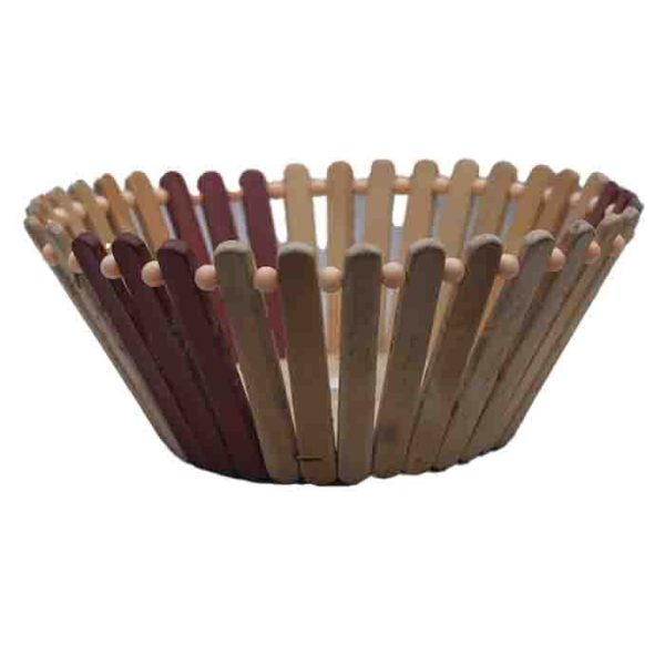 Collapsible Wooden Slat Fruit Basket 1pc