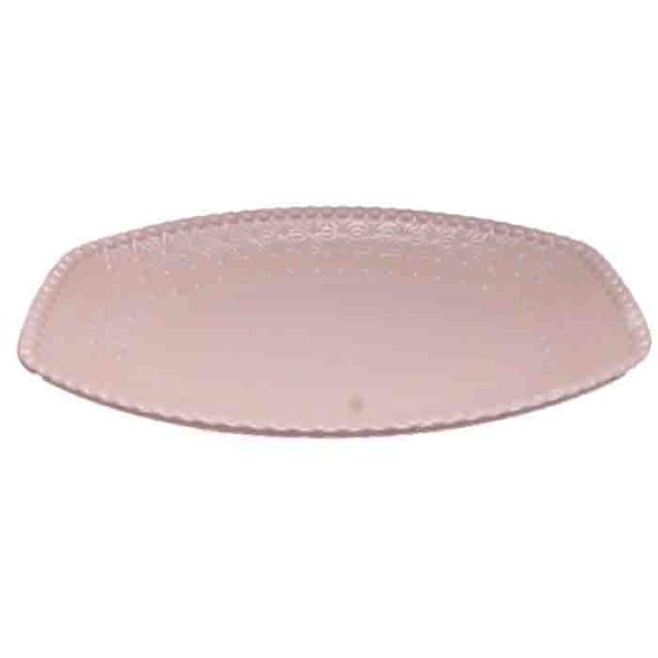 Elegant Pink Oval Serving Platter with Beaded Edge