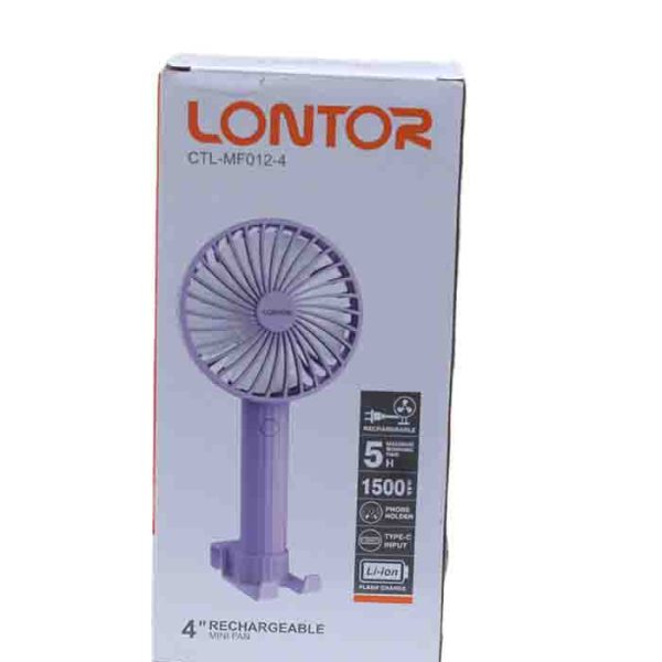 Lontor 4 Portable Rechargeable Mini Fan with Phone Holder Stand