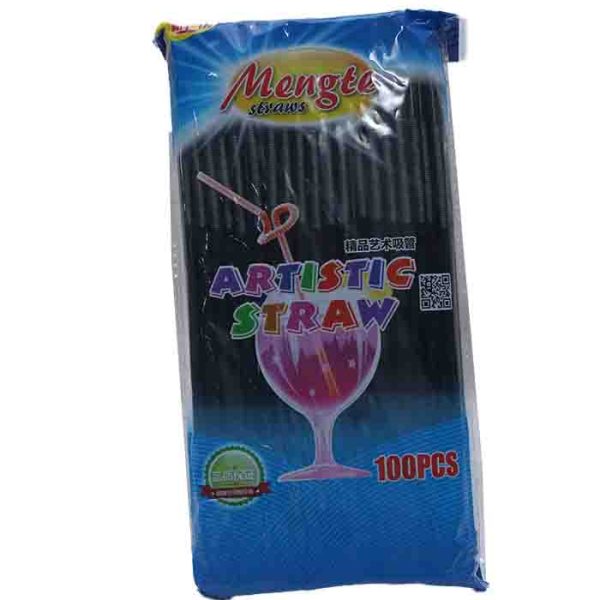 Mengte Black Artistic Straws 100pcs