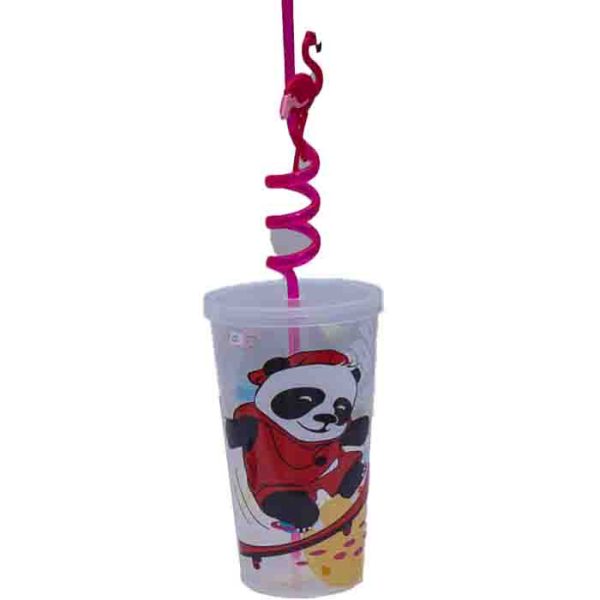 Panda and Flamingo Straw Cup