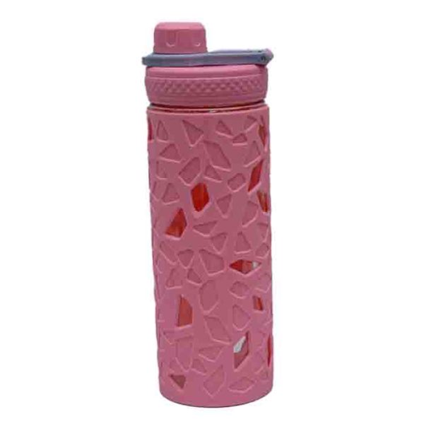 Pink Geometric Cutout Water Bottle