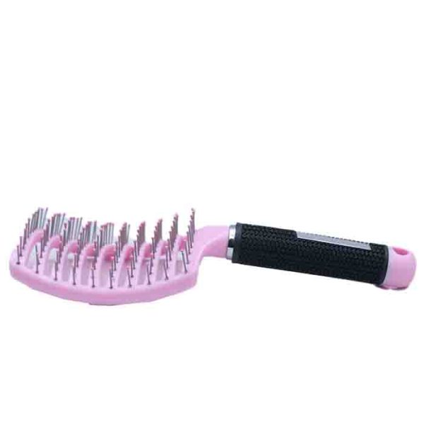 Pink Vented Curved Hair Brush Black Handle