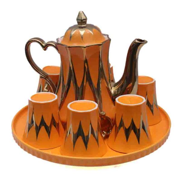 Regency Zig-Zag Sunset Orange Tea Set