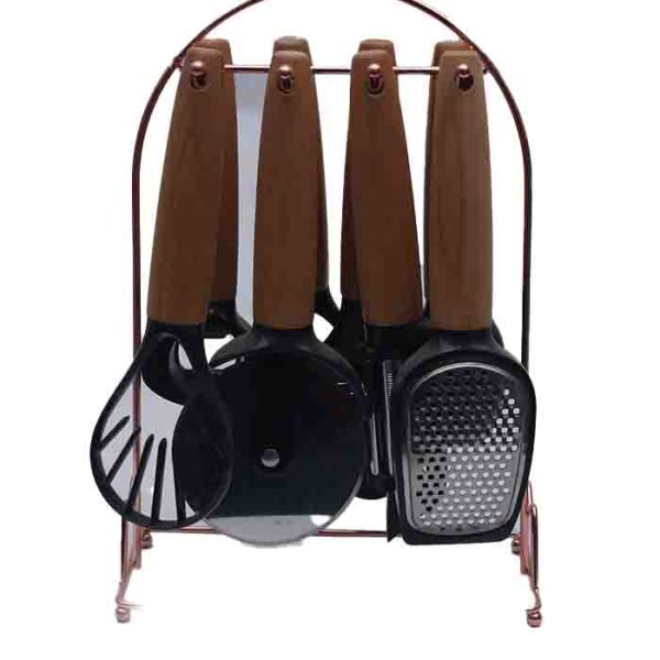 Rose Gold Kitchen Utensil Set with Stand