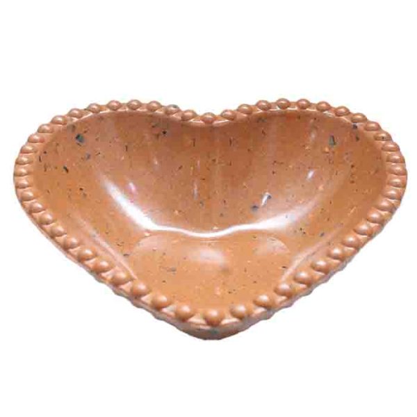 Rustic Heart-Shaped Bowl with Beaded Rim
