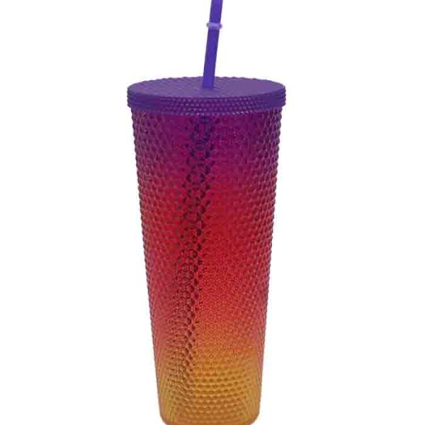 Studded Gradient Tumbler with Straw