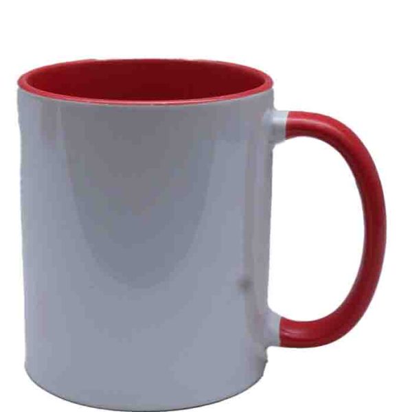 White Mug with Vivid Red Handle & Interior