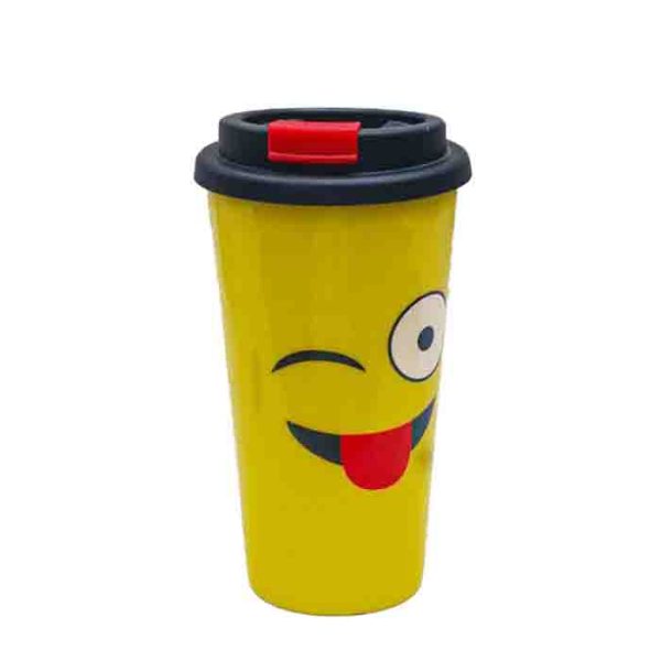 Yellow Emoji Winking Face Tumbler