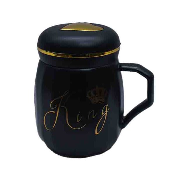 Black King Mug with Gold Lid