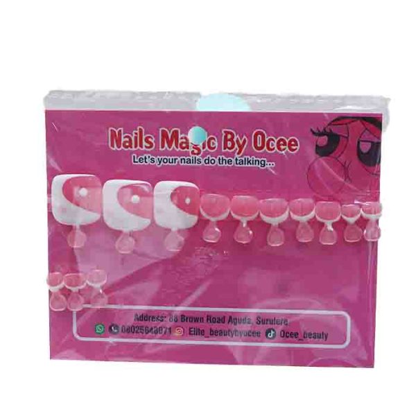 Nails Magic By Ocee Pink & White French Tip Toenails