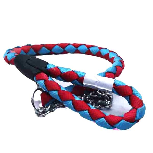Red and Blue Braided Pet Collar with Chain.jpg