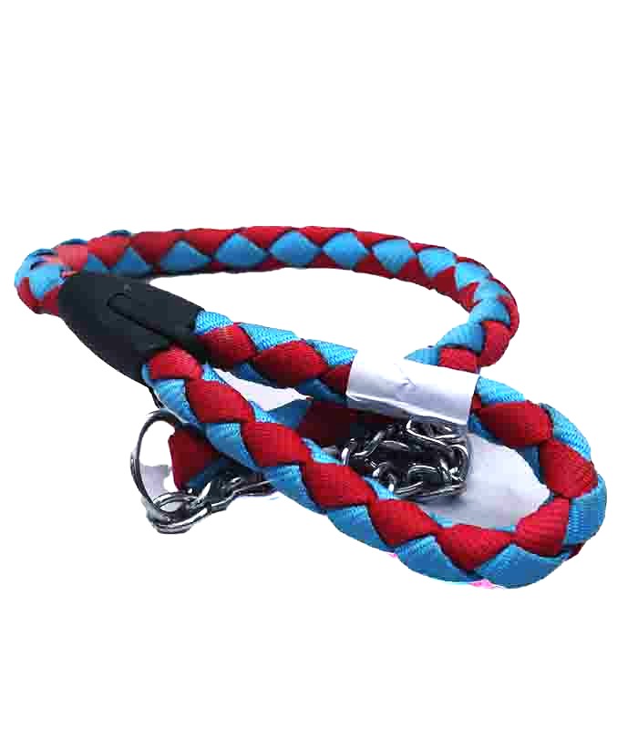Red and Blue Braided Pet Collar with Chain.jpg