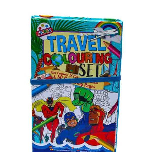 Travel Colouring Set with 12 Colouring Pencils & 60 Colouring Pages