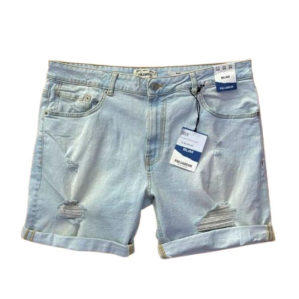 Acid-Wash Bleached Slim Fit Distressed Denim Shorts.jpg